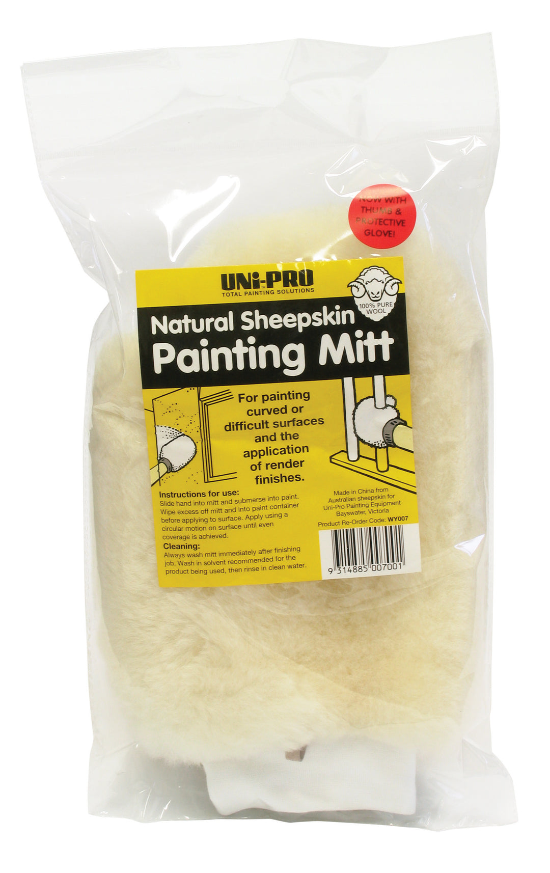 UNi-PRO Sheepskin Painting Mitt With Thumb